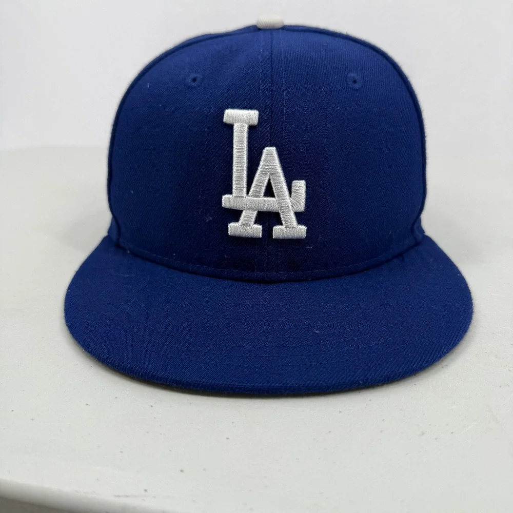 New Era‎ 59FIFTY Fitted Hat Mens 7 1/4 Blue Los Angeles Dodgers MLB On-Field Cap